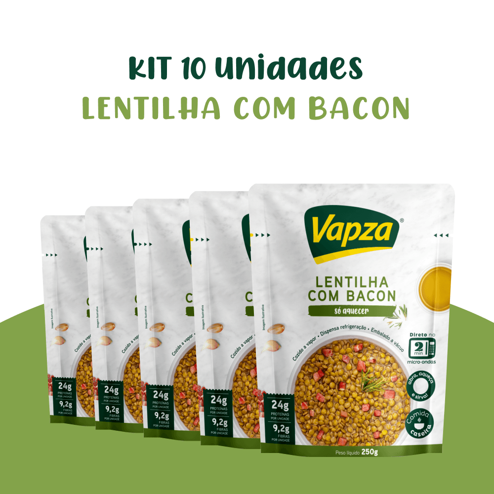 Kit 10 Lentilhas com Bacon 250G Só Aquecer Vapza